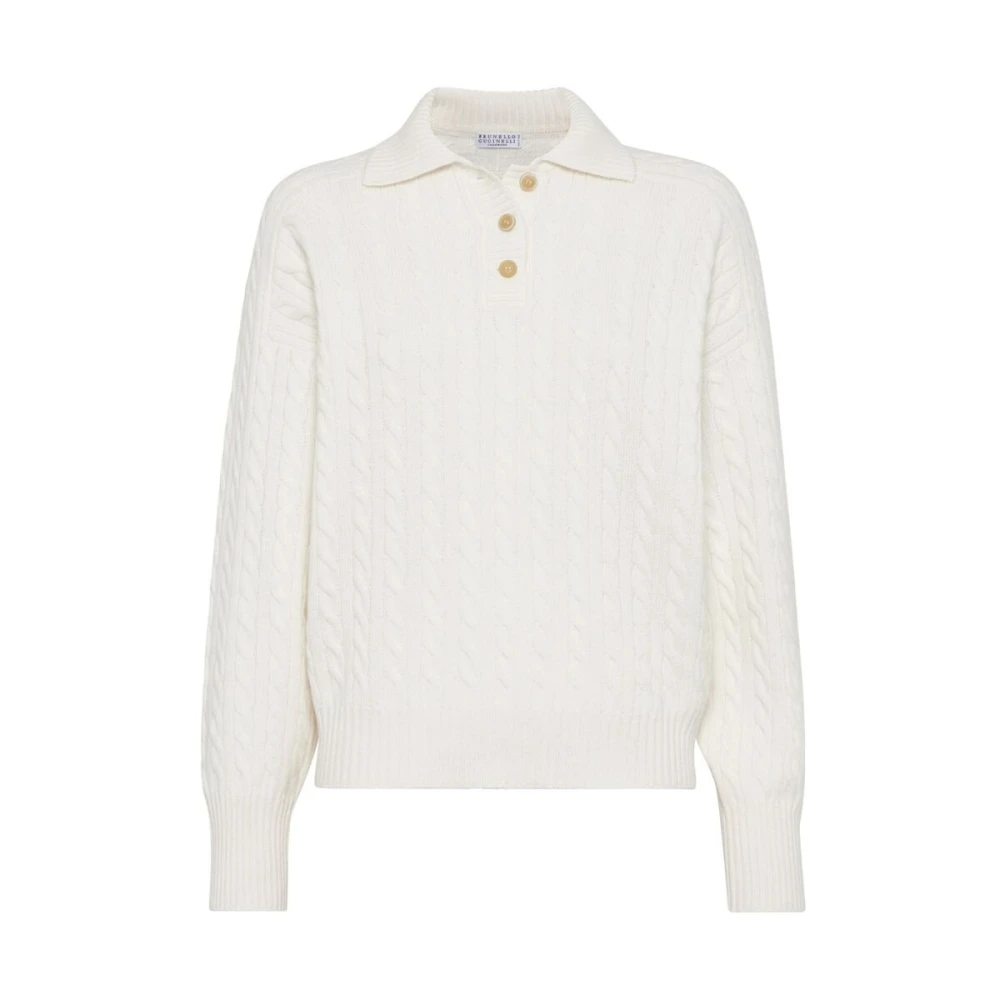 Off-White Cashmere Kabelstrikket Genser