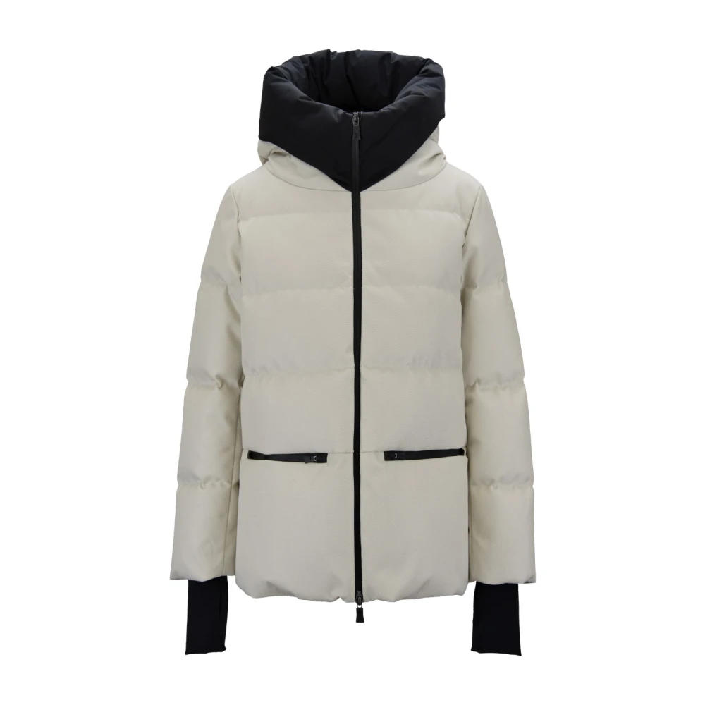 Herno Vrouw Beige Kort Donsjack Met Hoge Kraag