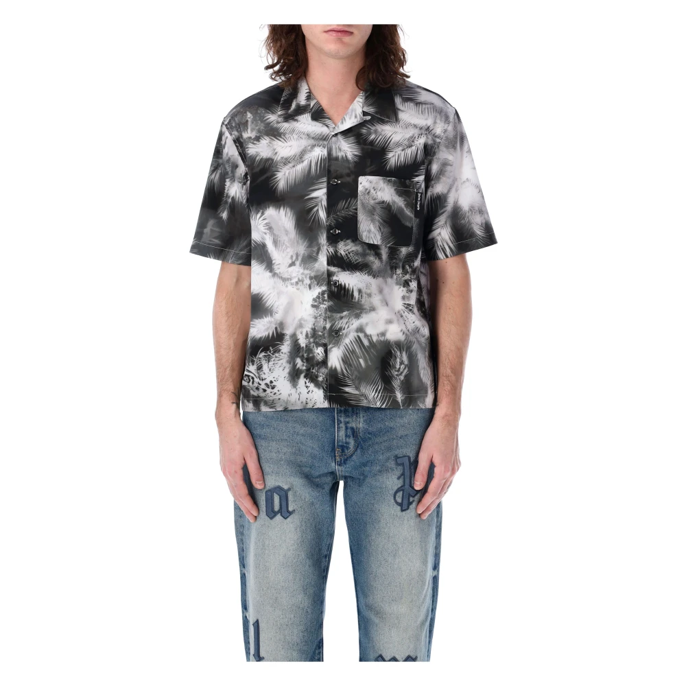Palm Angels Zwart Blueprint Palms Shirt Multicolor Heren