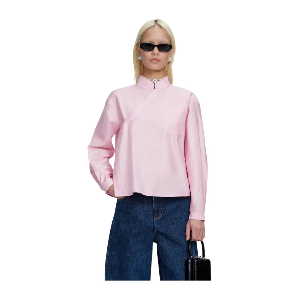 Self Portrait Women's Pink Cotton Asymmetric Shirt - Blouses - S - Blouses & Shirts