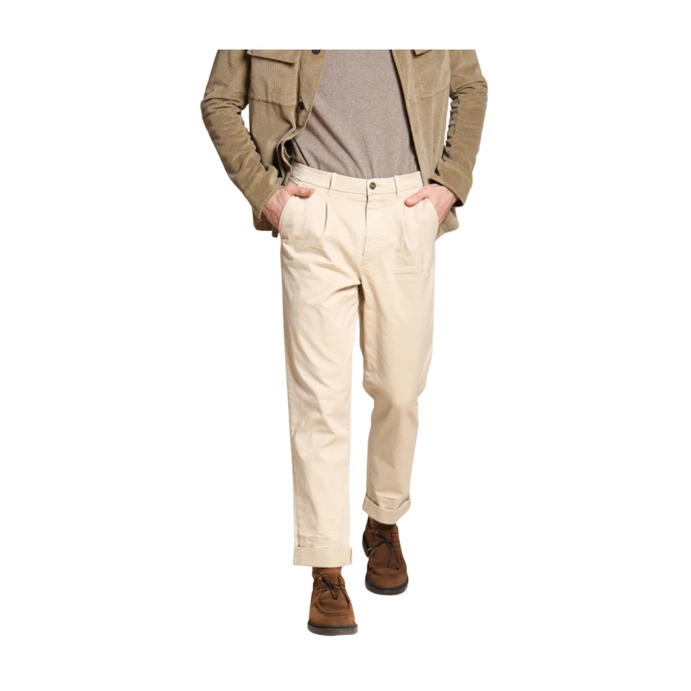 Mason's Herr Beige Byxor Xs, Bomull, Gabardine Relaxed Fit Chino Byxor