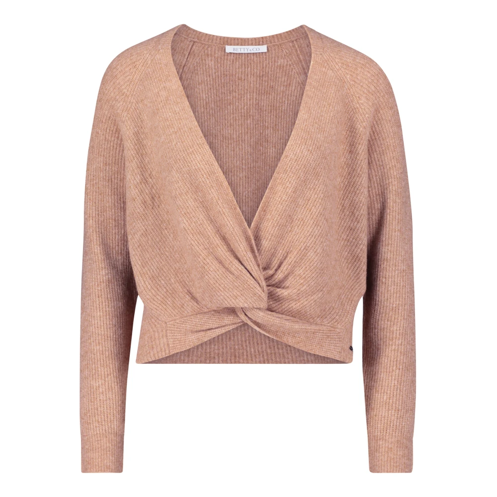 Betty & Co Gebreide trui met V-hals Beige Dames