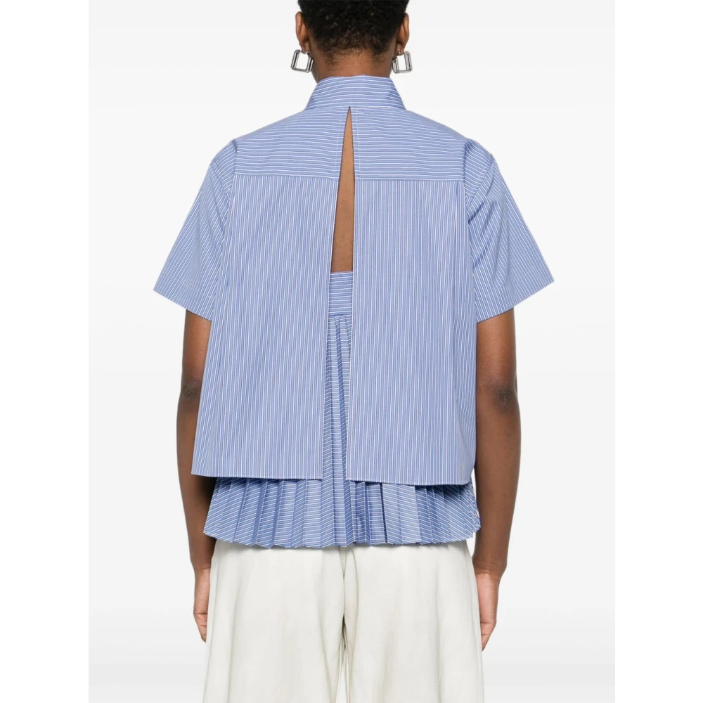 Sacai Blauw Gestreept Katoenen Overhemd Blue Dames