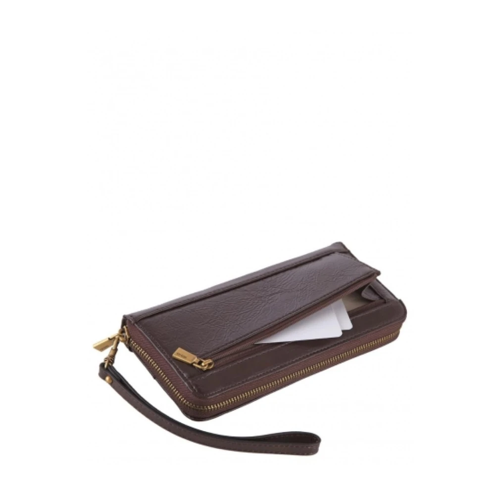 Guess Bruine PU Leren Portemonnee met Metalen Logo Brown Dames