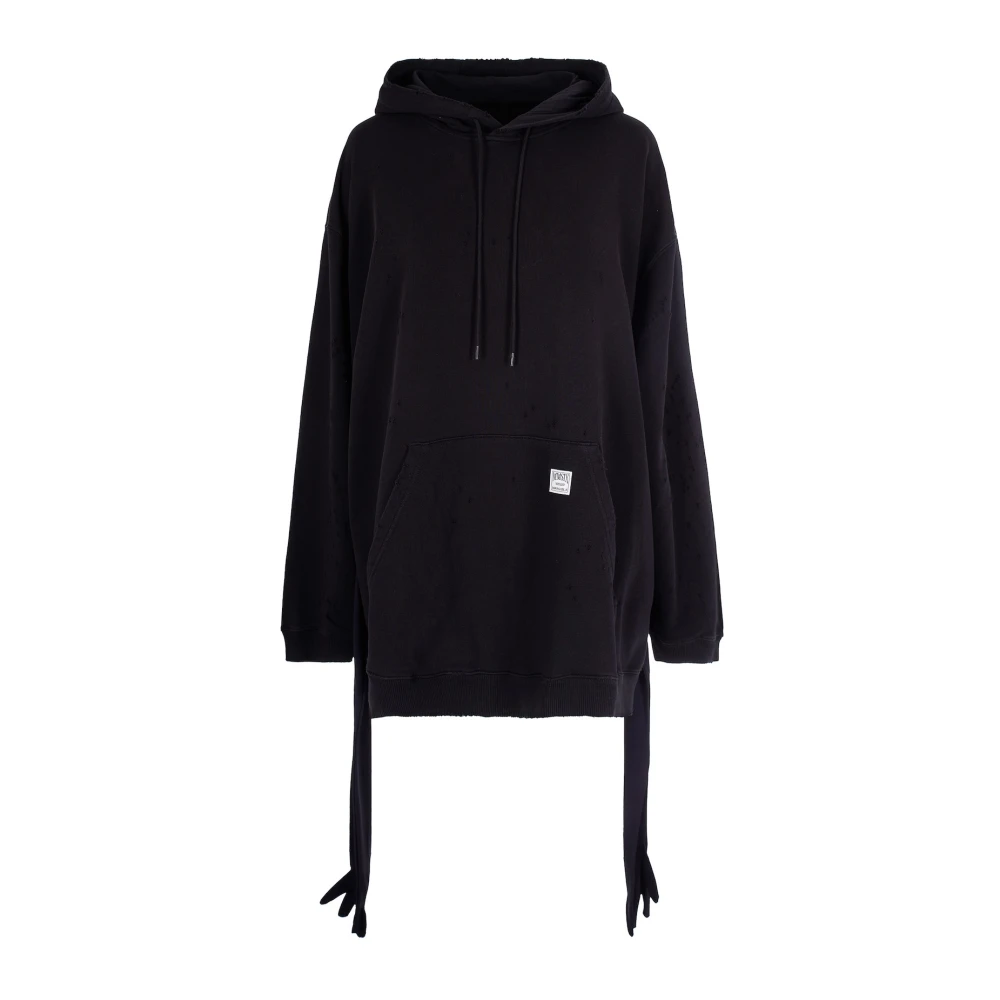 Mm6 Maison Margiela Donna Nero Mini Abito Con Cappuccio E Guanti