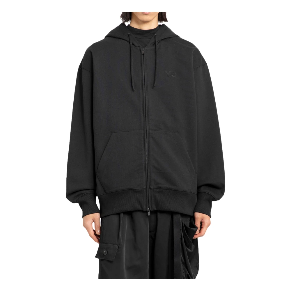 Y-3 Zwarte Zip Hoodie Oversize Black Heren