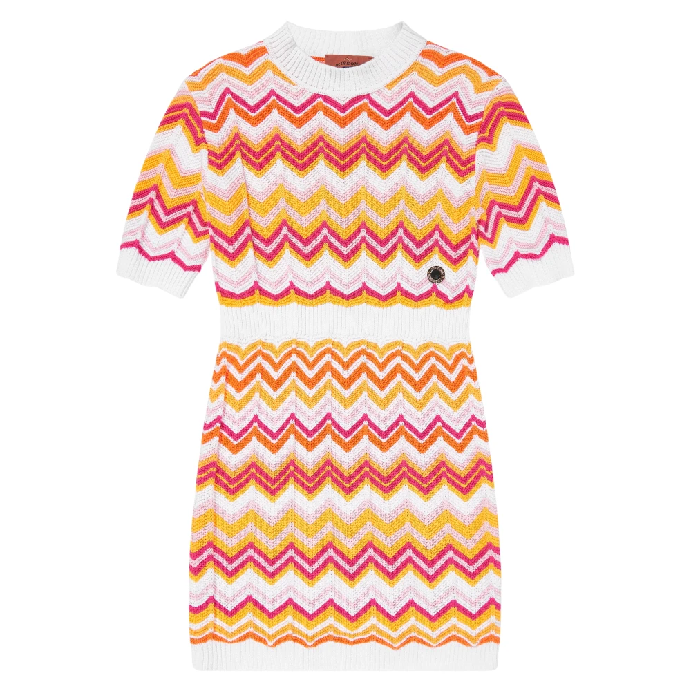 Missoni Girls Multicolor Dresses, 14 Y, Zigzag Knit Dress In Multicolour