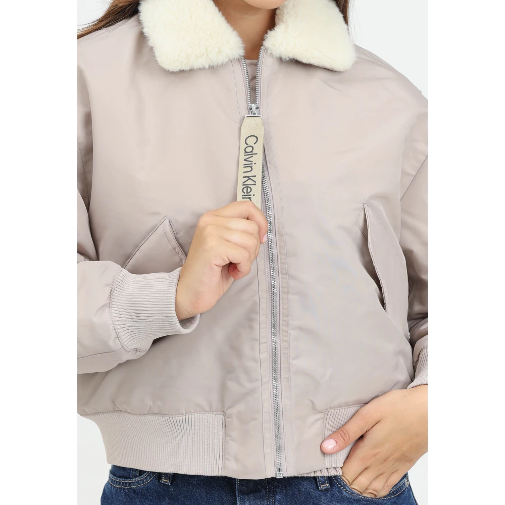 Calvin Klein Jeans Beige Aviator Bomberjack Vrouwen Gray Dames