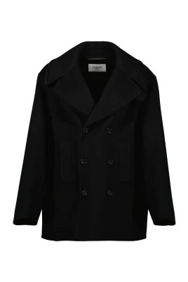 Svart Ullrock Oversize Eleganta Detaljer