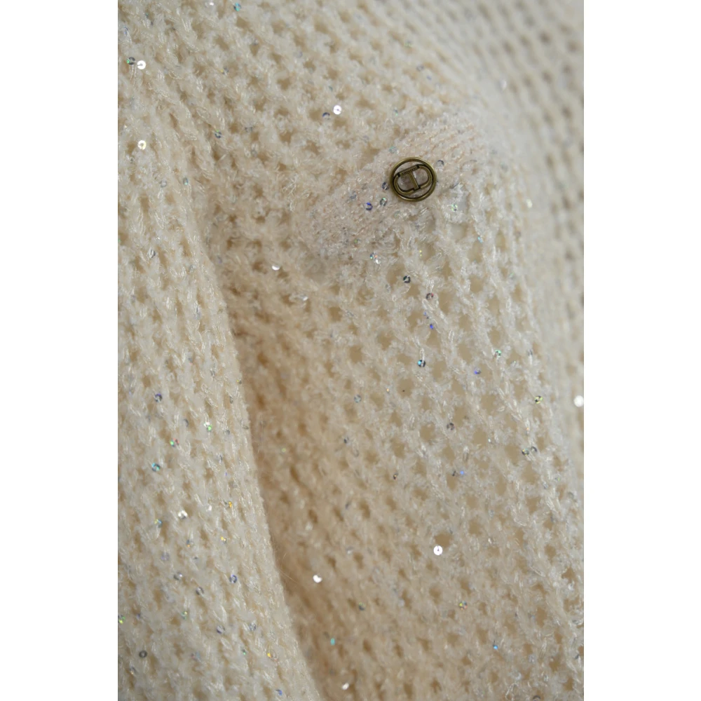 Twinset Jacquard Gebreide Trui met Franjes White Dames