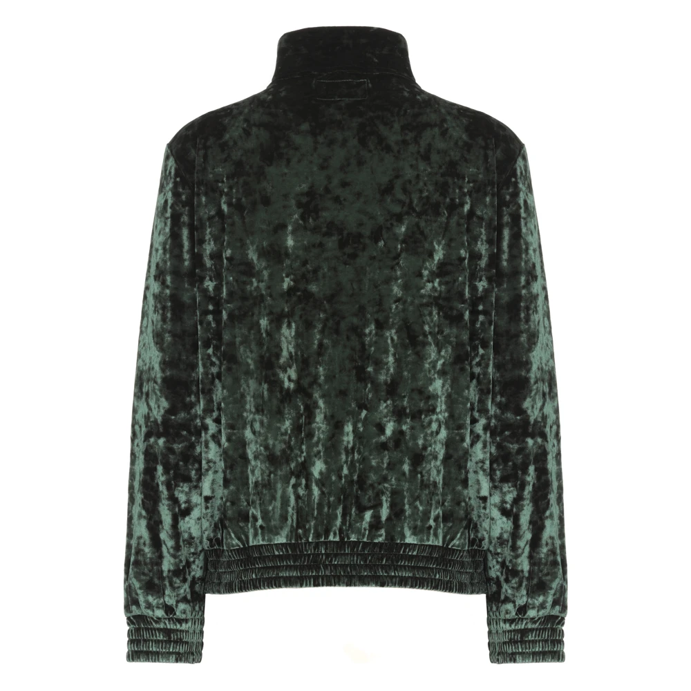 Saint Barth Groene Velvet Sweatshirt Hoge Hals Rits Green Dames