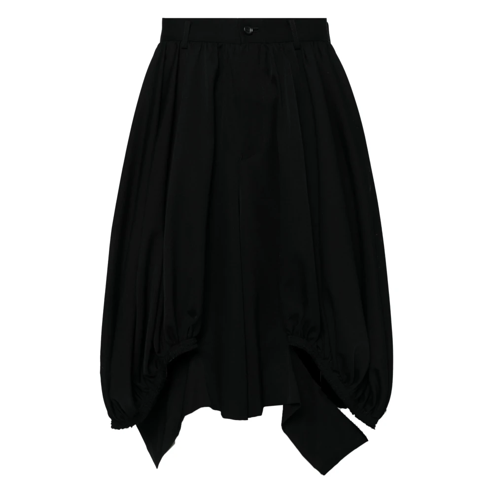 Comme des Garçons Zwarte Wol Asymmetrische Shorts Black Heren