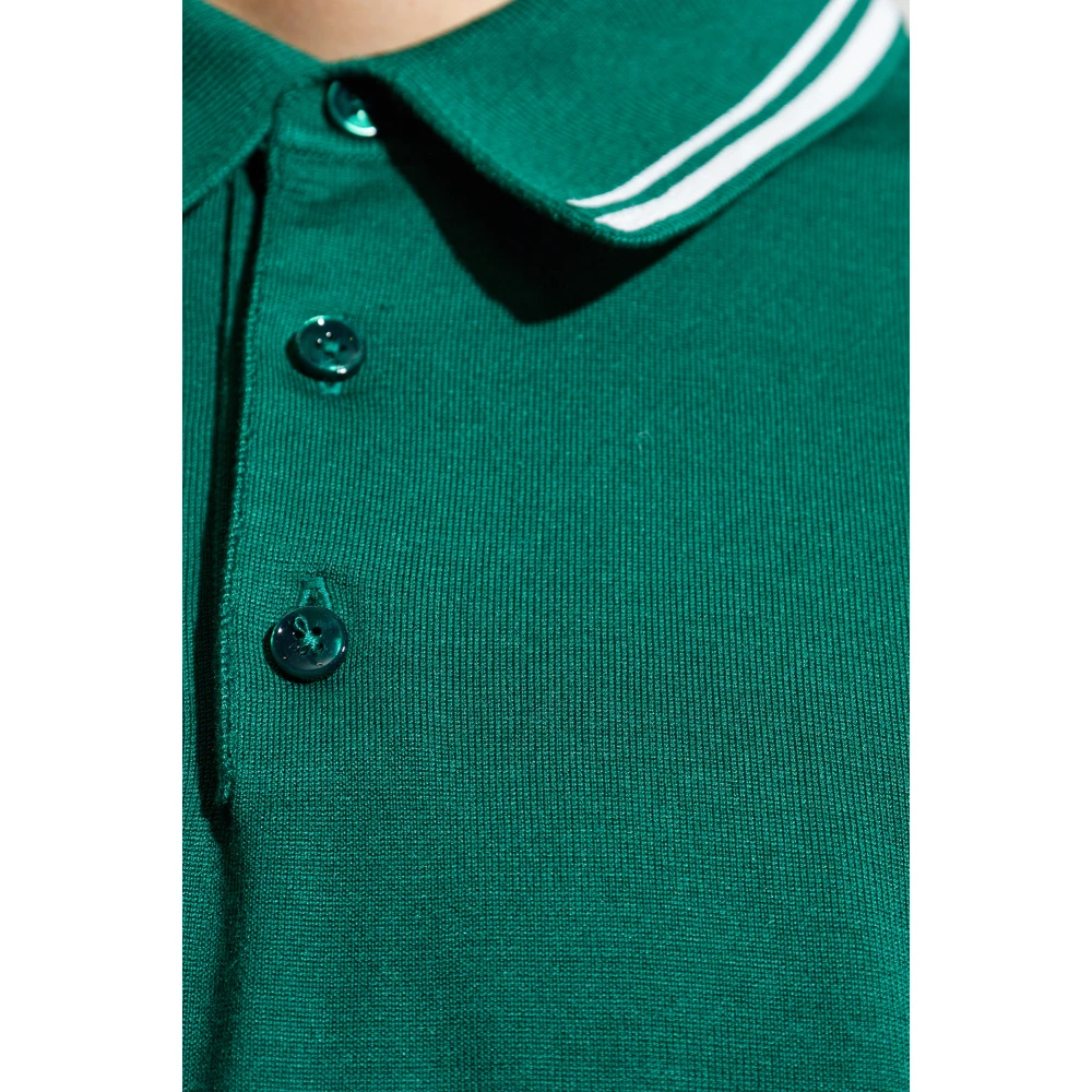 Dolce & Gabbana Zijden polo met logo-applicatie Green Heren
