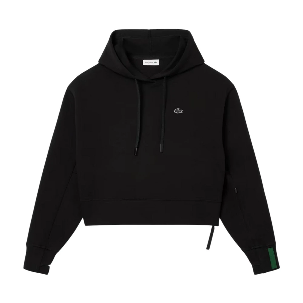 Lacoste Vrouw Zwart Hoodies & Sweatvesten Dames, L, Katoen, Maglieria E Felpe Poliestere