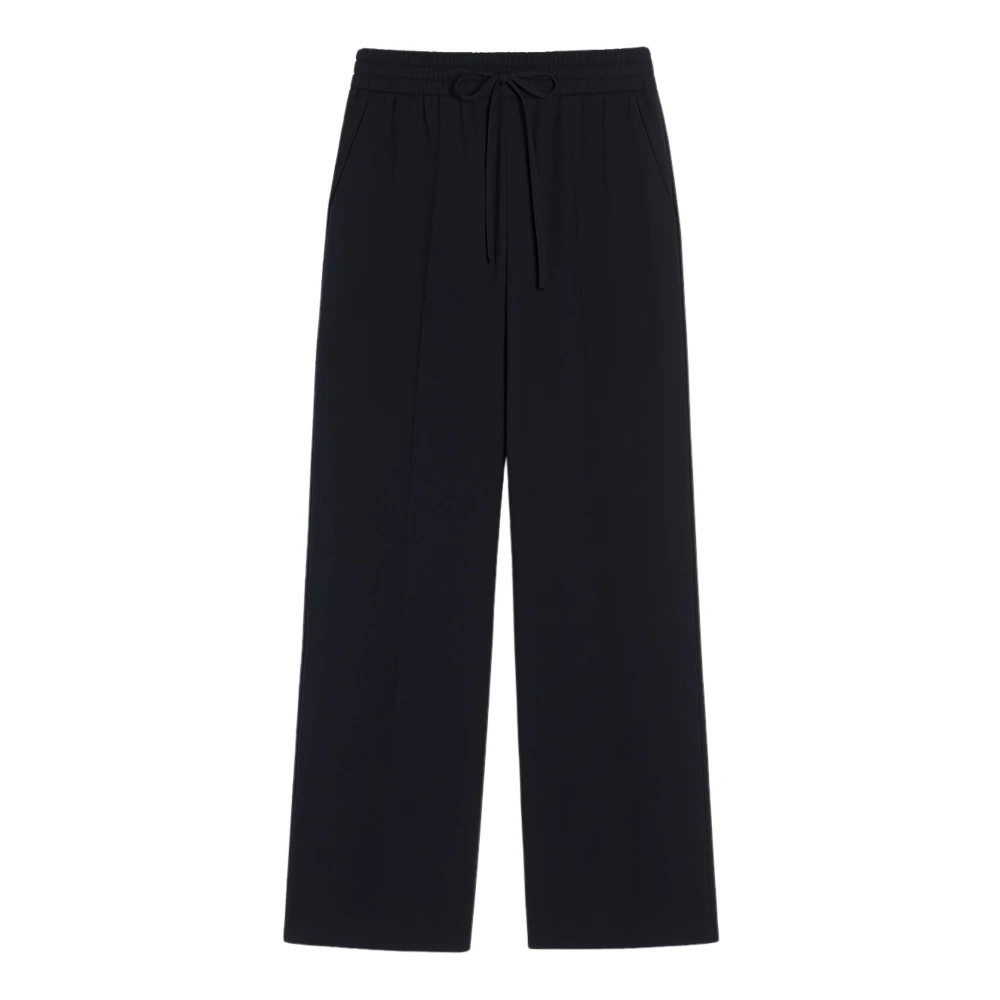 Liviana Conti Women's Blue Wool Wide Leg Trousers