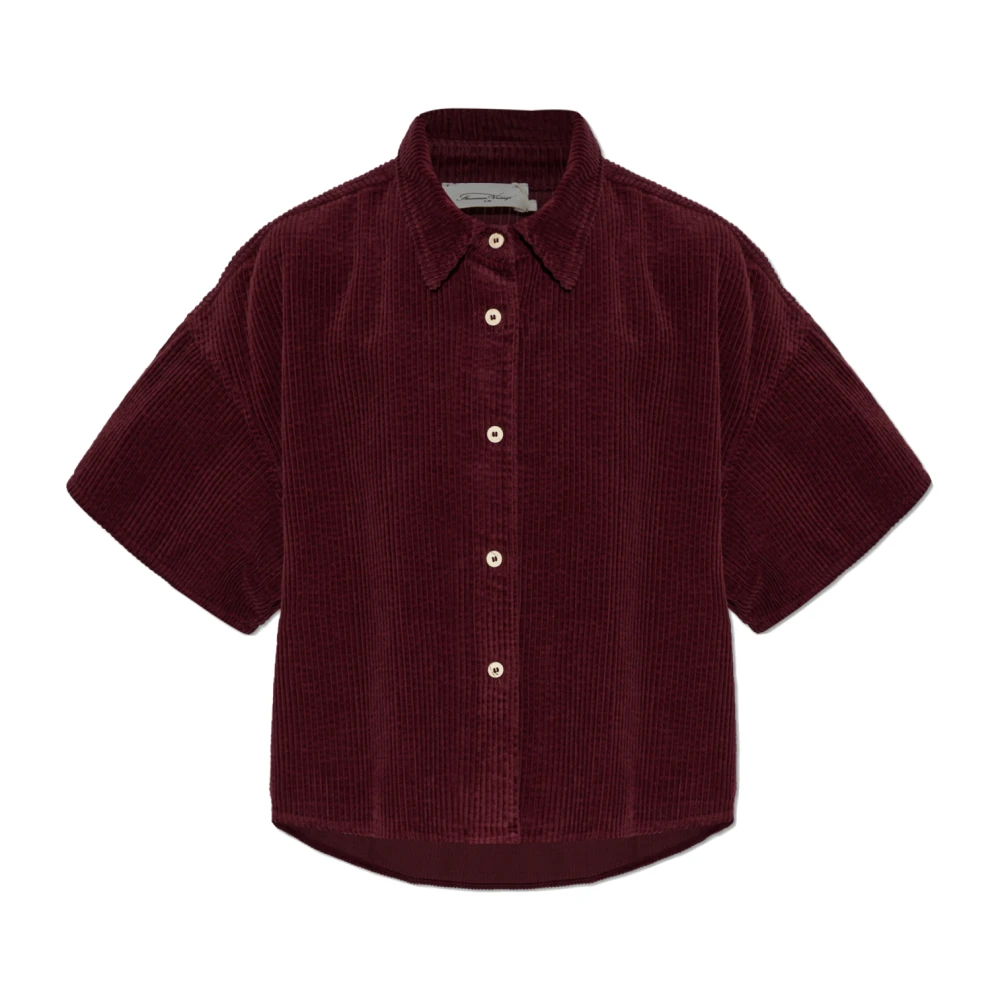 American Vintage Donna Rosso Padow Camicia A Maniche Corte In Velluto A Coste