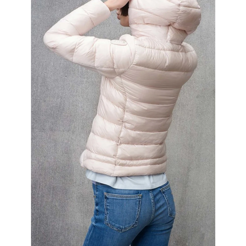 Blauer Roze Winterjas met Capuchon Pink Dames