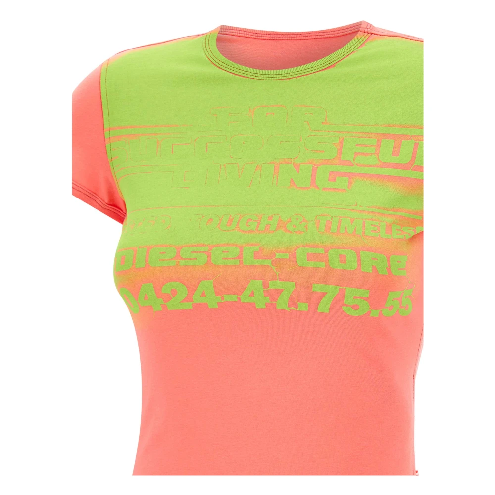 Diesel Roze Katoenen T-shirt met Maxi Print Pink Dames