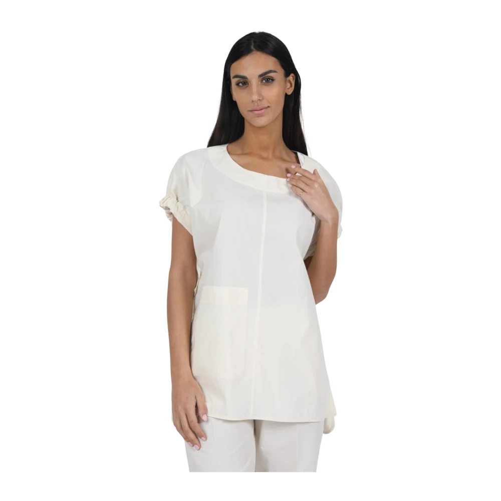 MeiMeiJ Casual Katoenen T-shirt voor dagelijks gebruik Beige Dames