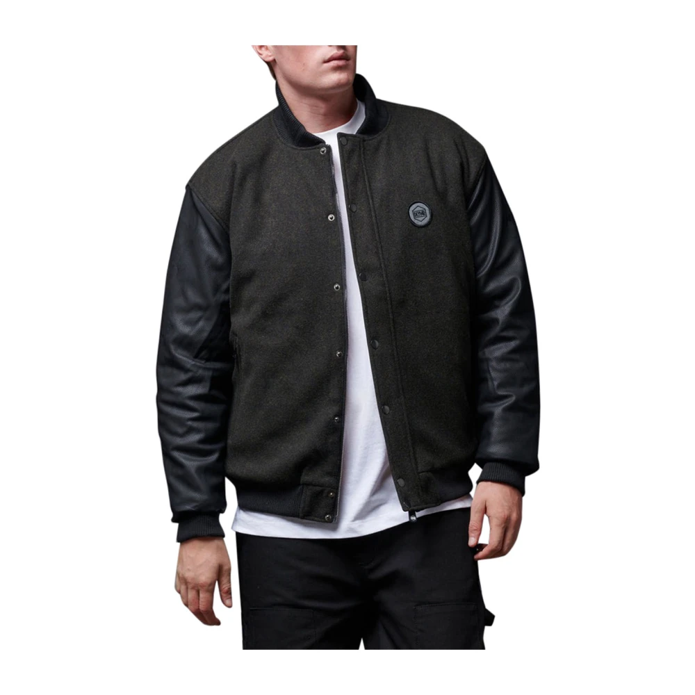 Dolly Noire Corporate Bomber Zwart Wol Leer Black Heren