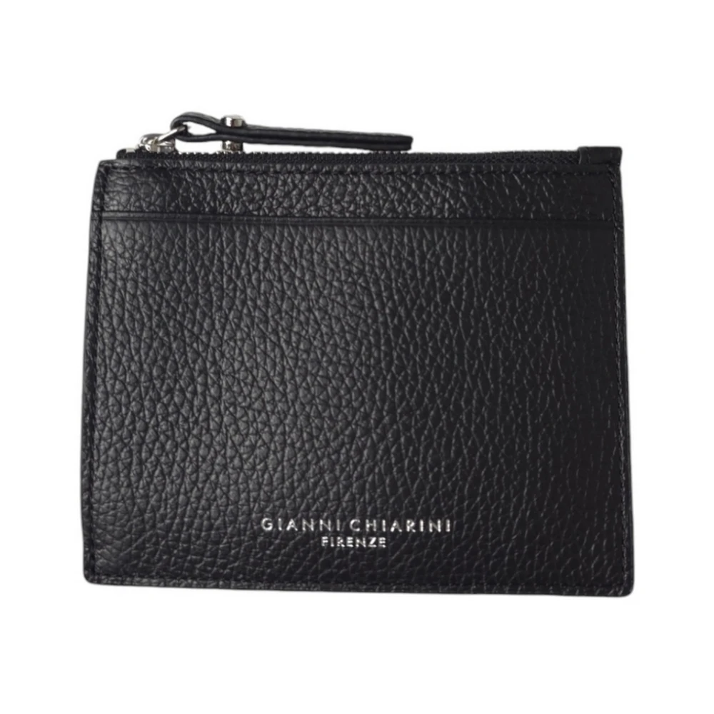 Gianni Chiarini Zwarte leren kaarthouder met rits Black Dames
