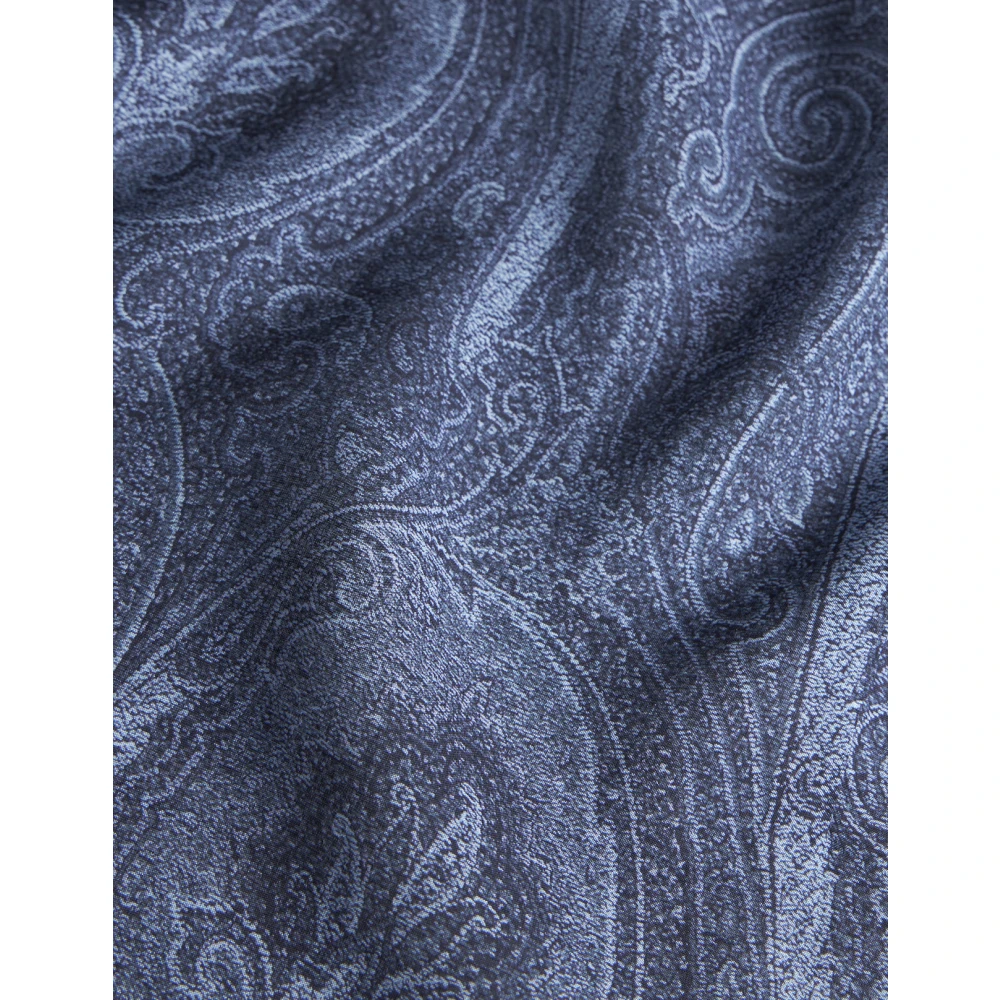 ETRO Blauwe Paisley Print Zijden Overhemd Blue Heren