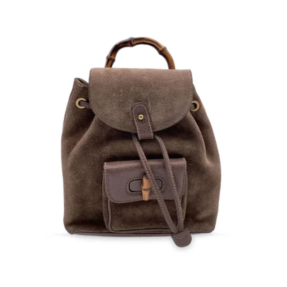 Gucci Vintage Pre-owned Suede backpacks Brown Dames