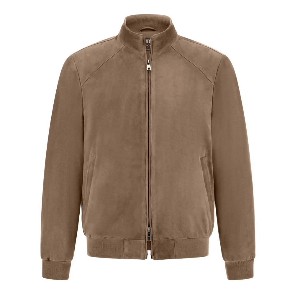Boggi Milano Bomberjack van echt suède leer Beige Heren