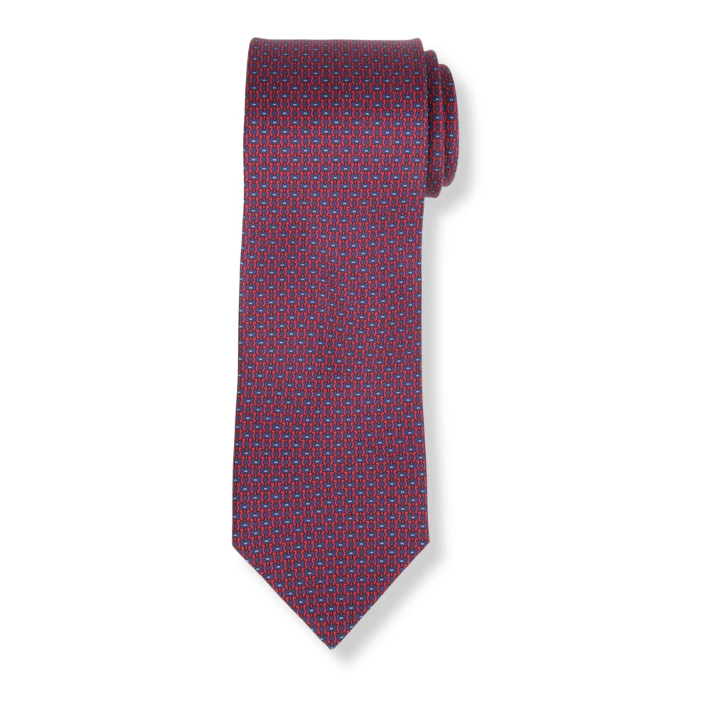 Ferragamo Men's Multicolor Ties, One Size, Gancini Pattern Silk Tie