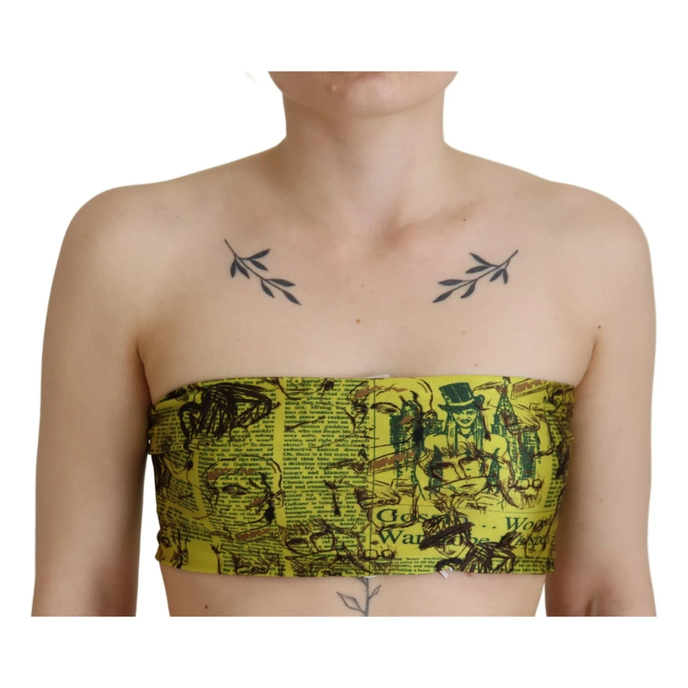 John Galliano Gele Grafische Cropped Top Multicolor Dames
