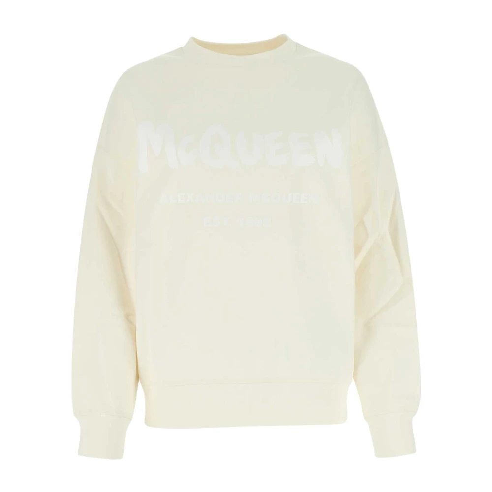 Alexander McQueen Elfenben Bomull Oversized Sweatshirt White, Dam