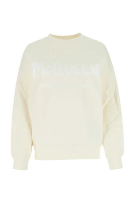 Elfenben Bomull Oversized Sweatshirt
