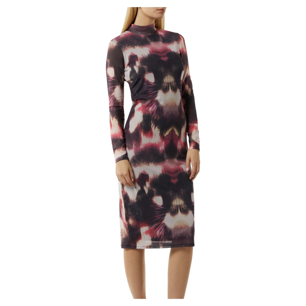 comma Modieuze Slim Fit Midi Jurk Multicolor Dames