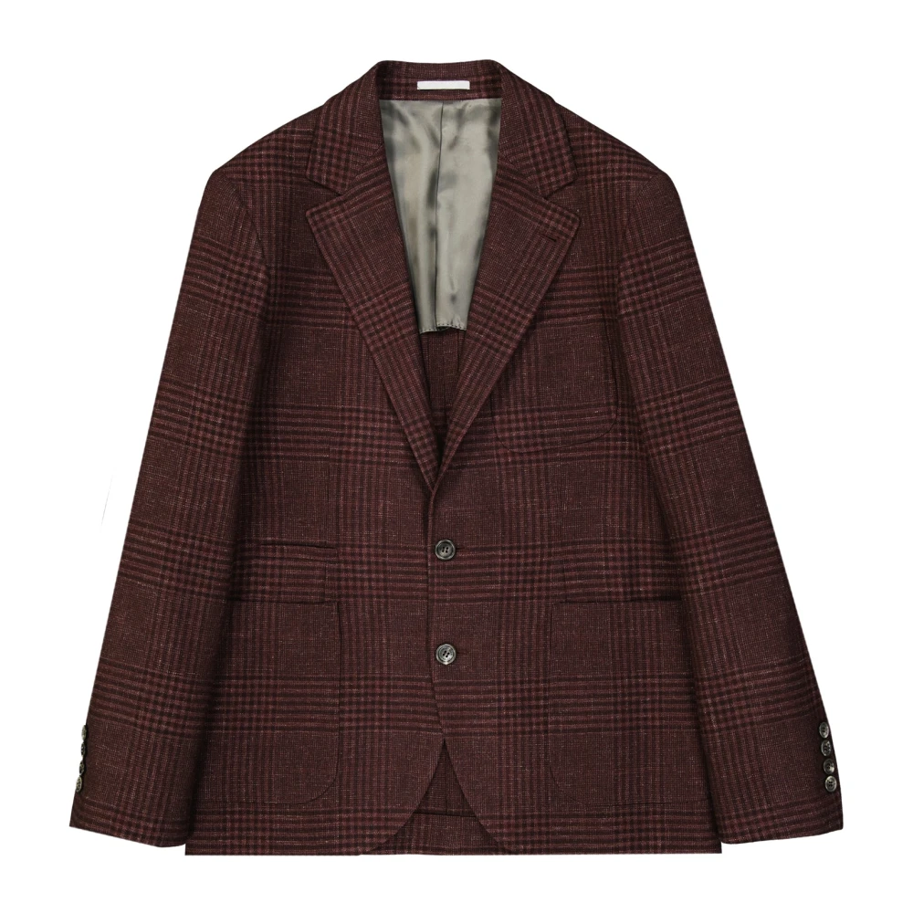 Brunello Cucinelli Tartan ulljacka Röd Herr