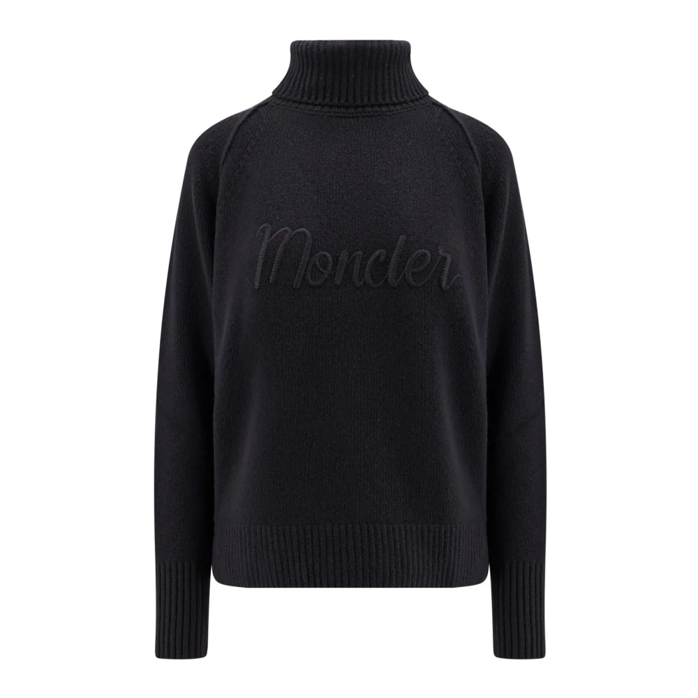 Moncler Ull Kashmir Broderad Tröja Black, Dam