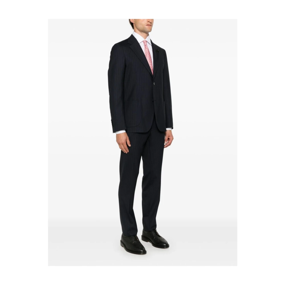 Lardini Blauw Pinstripe Blazer en Broek Set Blue Heren