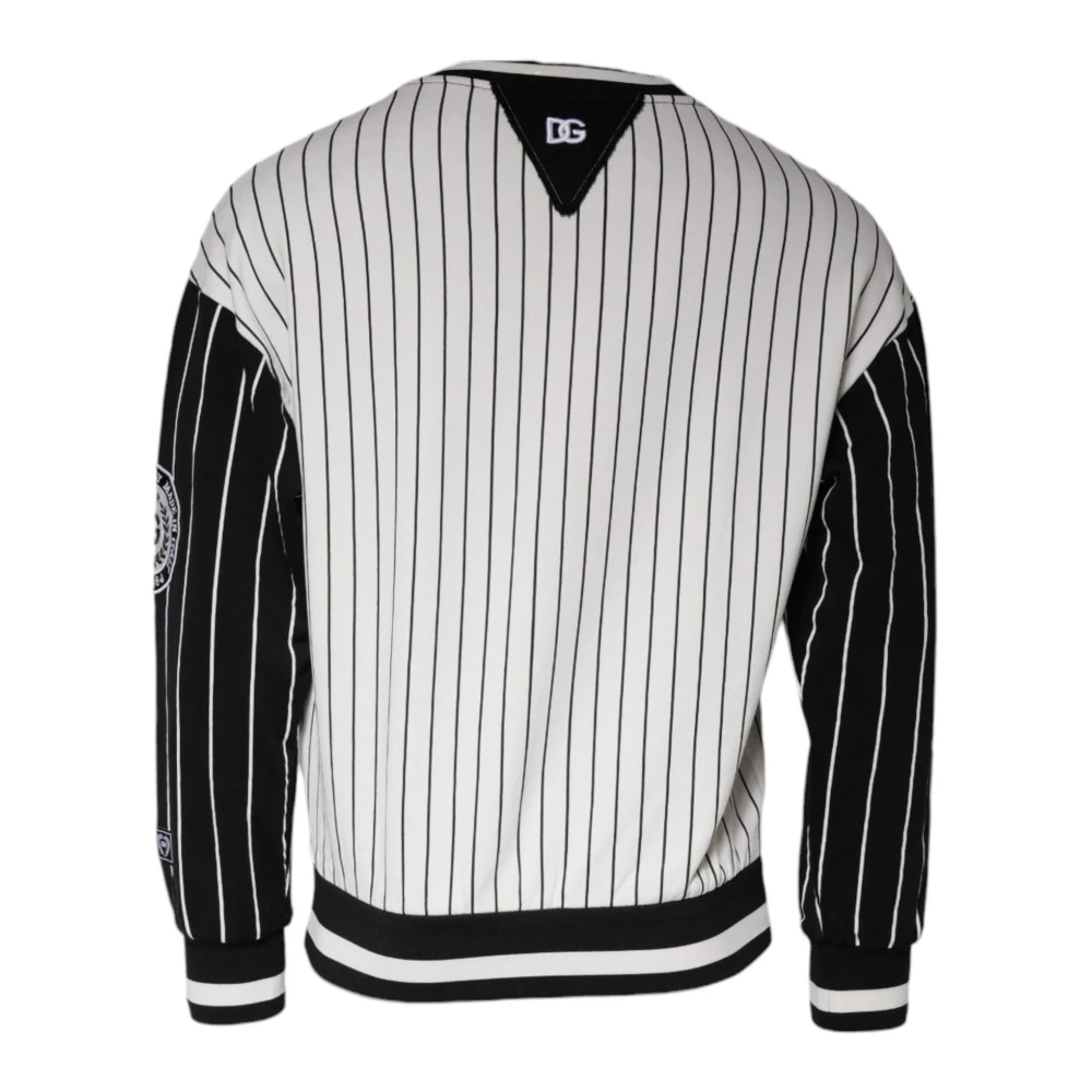 Dolce & Gabbana Gestreepte Logo Pullover Sweatshirt Zwart Wit Black Heren