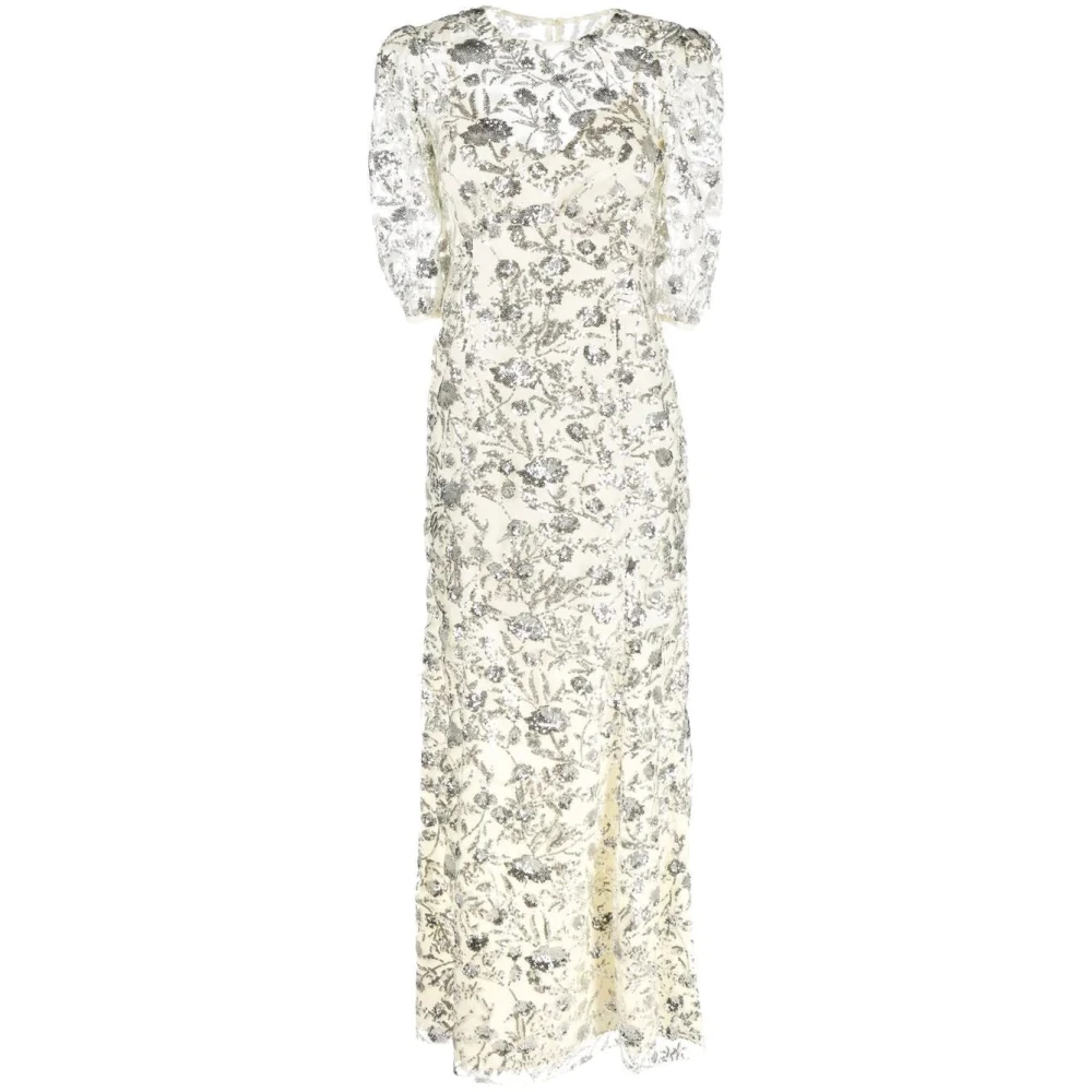 Self Portrait Pailletten Maxi Jurk in Champagne Beige Dames