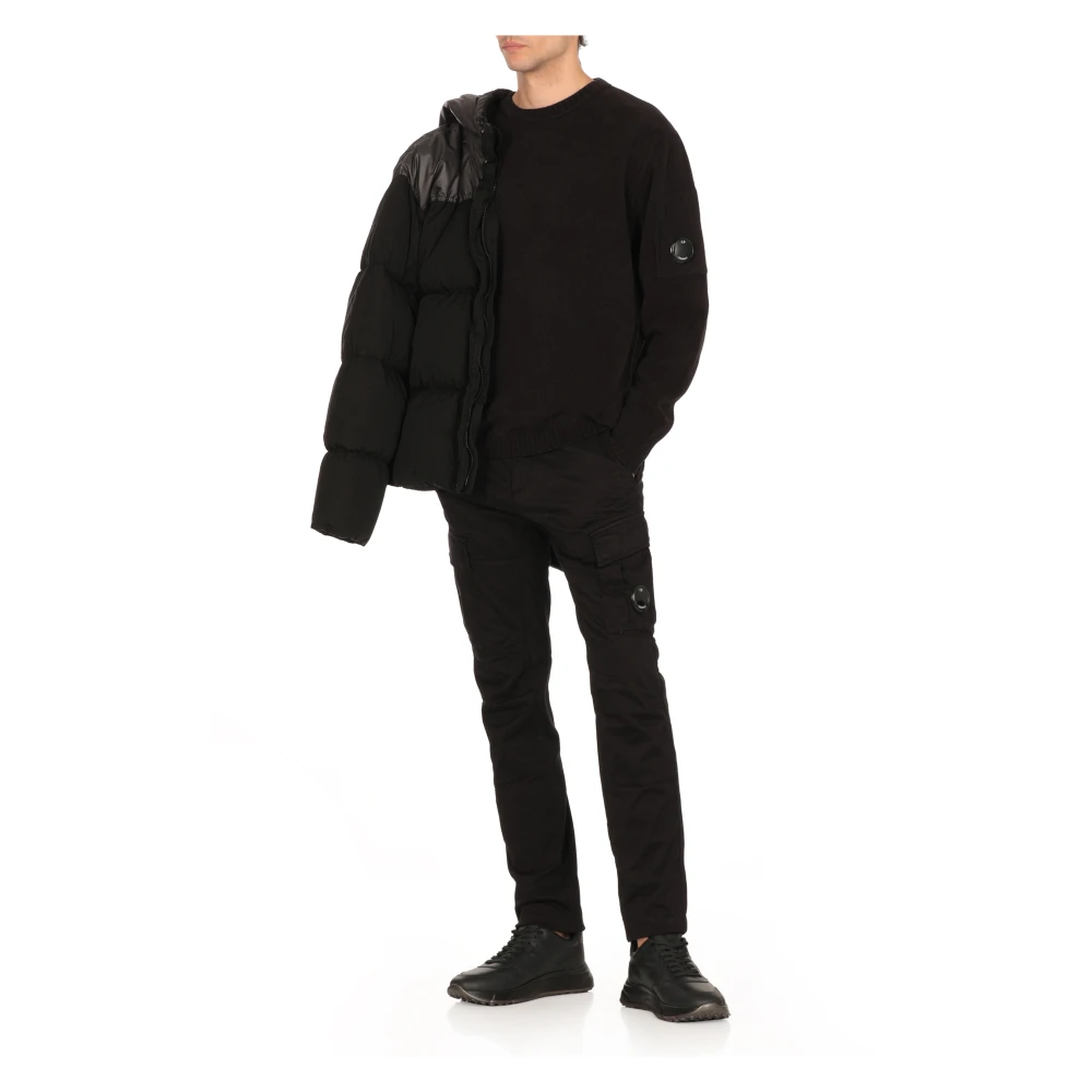 C.P. Company Zwarte Katoenen Trui met Logopatch Black Heren