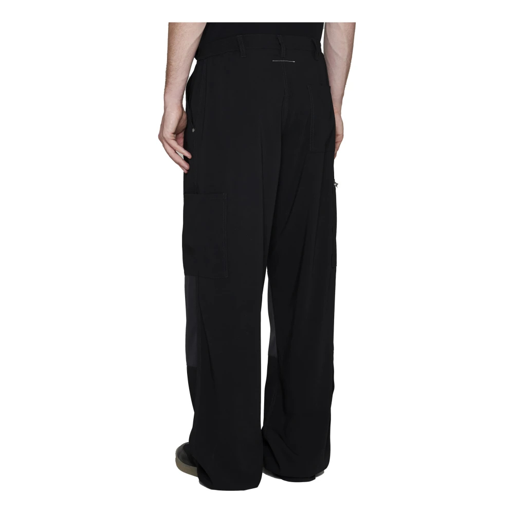 MM6 Maison Margiela Zwarte broek met kenmerkend logodetail Black Heren