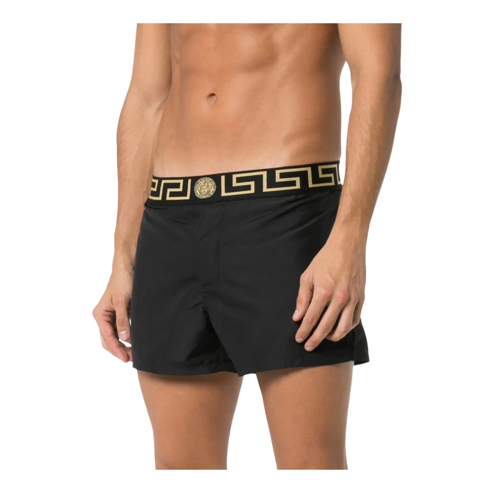 Versace Zwemshorts met Greca-rand Black Heren