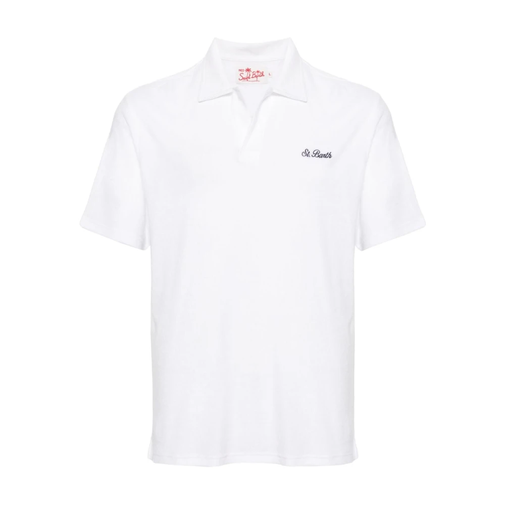 MC2 Saint Barth Wit Terry-Cloth Effect Polo T-shirt White Heren
