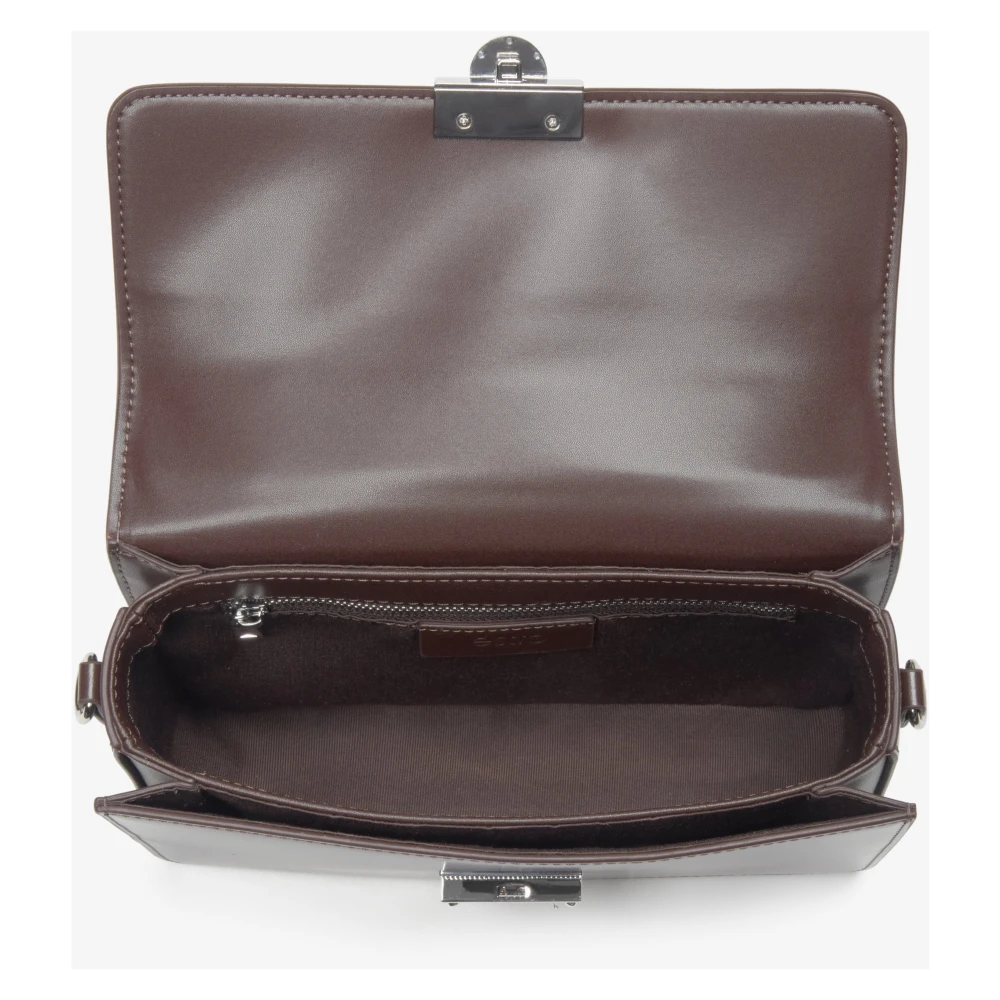 Estro Dames Zadelbruine Handtas met Zilveren Hardware Brown Dames