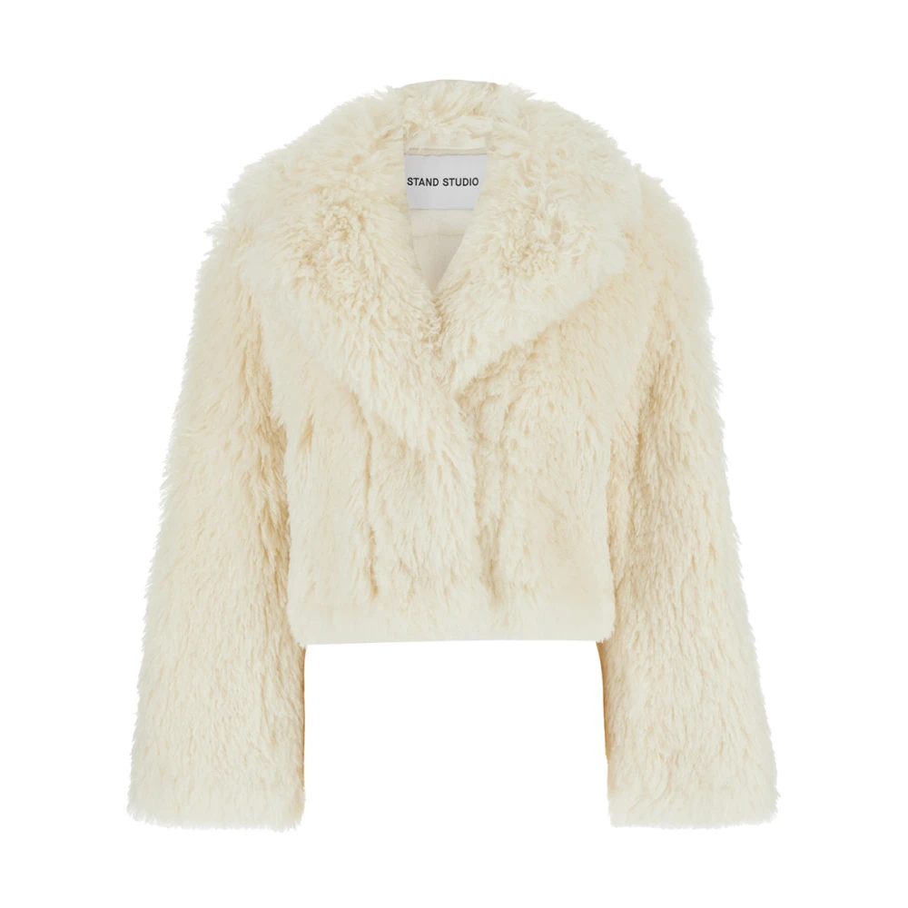 Stand Studio Vit Kort Faux Fur Jacka White, Dam