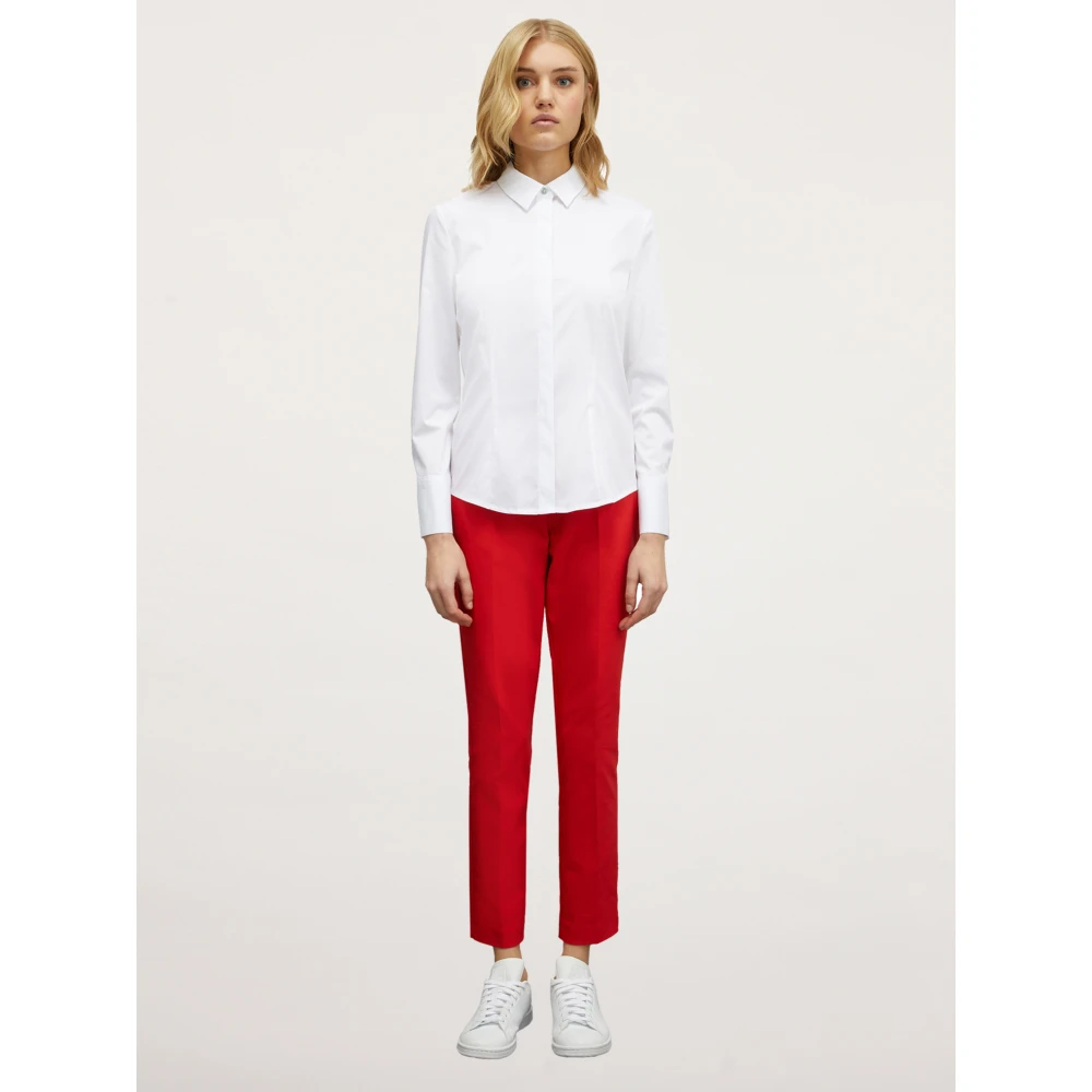 Motivi Stretch Poplin Blouse White Dames