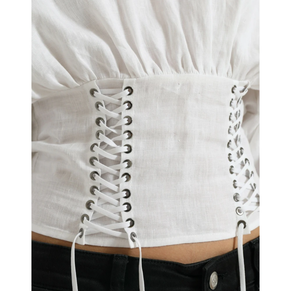 Dolce & Gabbana Wit Kant-Up Korset Top White Dames