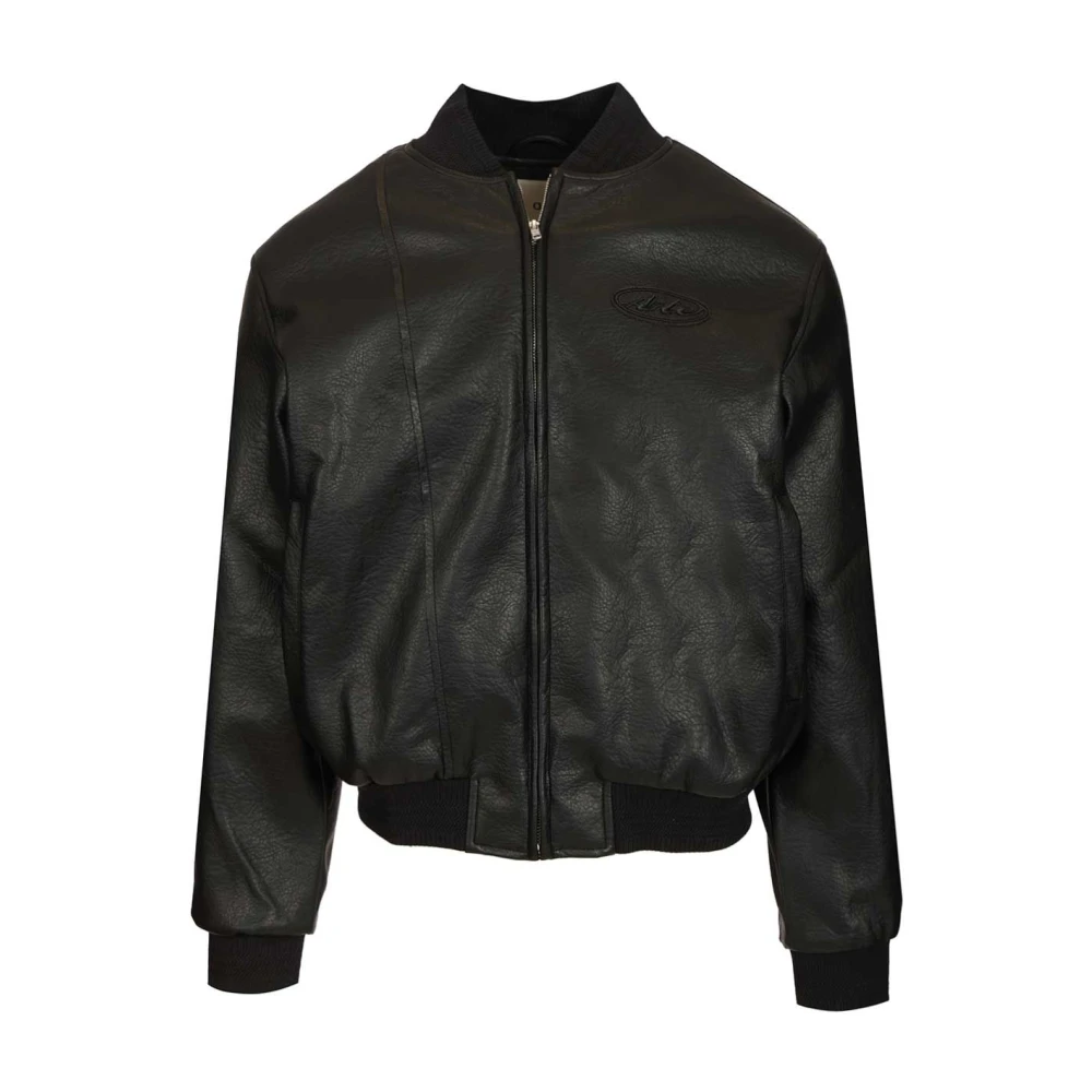 Arte Antwerp Men's Black Bomber Jackets, Xl, Leather Varsity Jacket