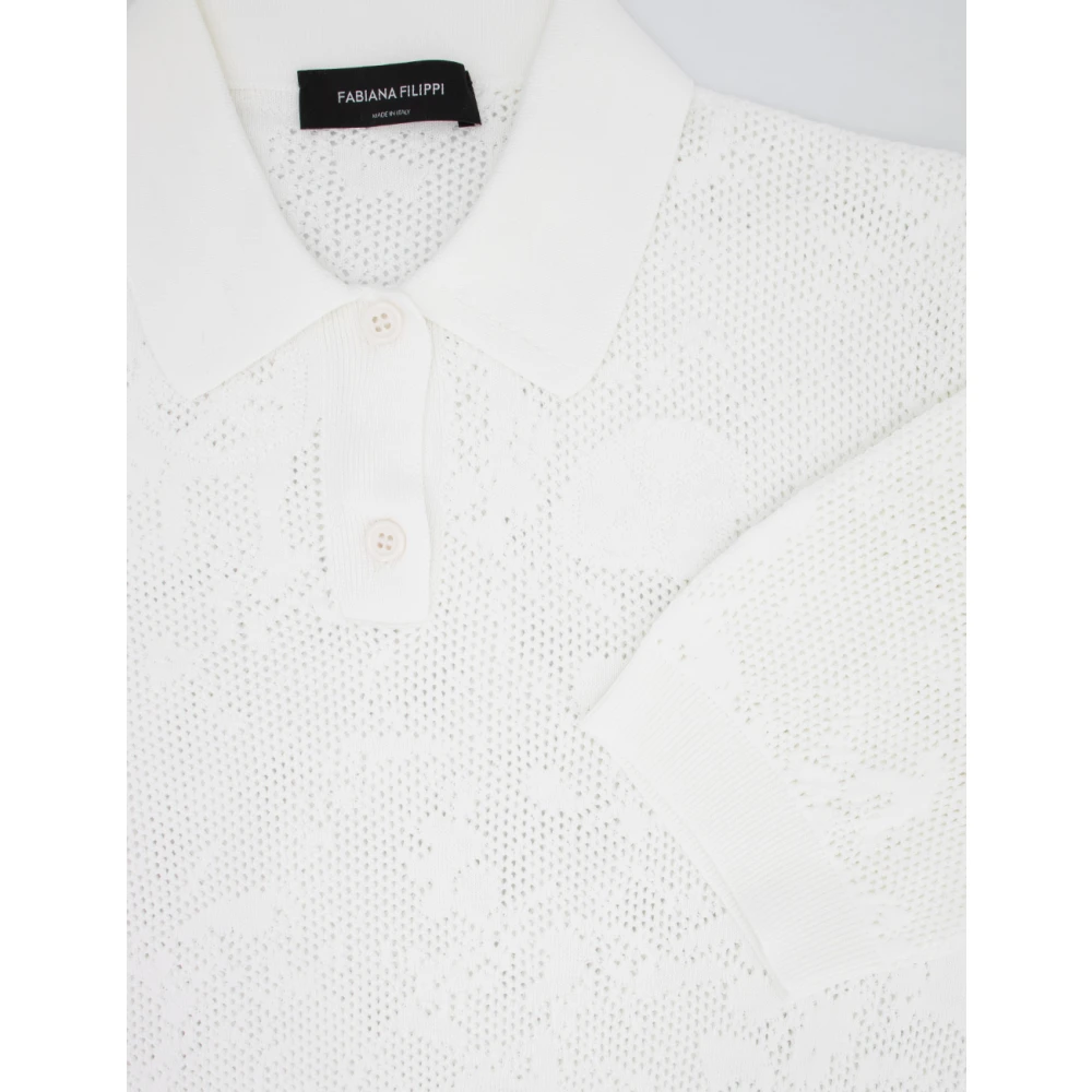 Fabiana Filippi Jacquard Print Katoenen Polo Shirt White Dames