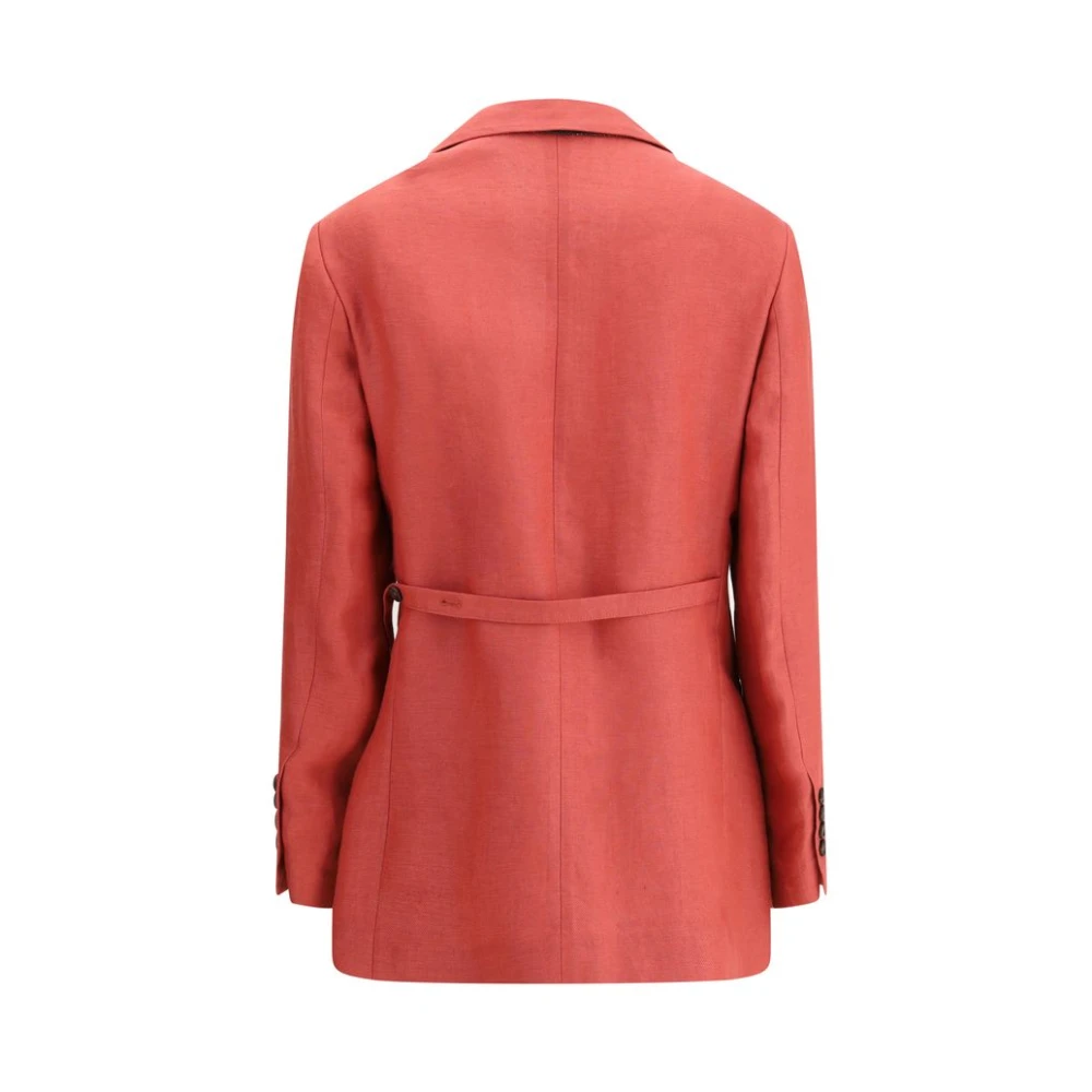 BRUNELLO CUCINELLI Elegant Hemp Linen Blazer Jacket Red Dames