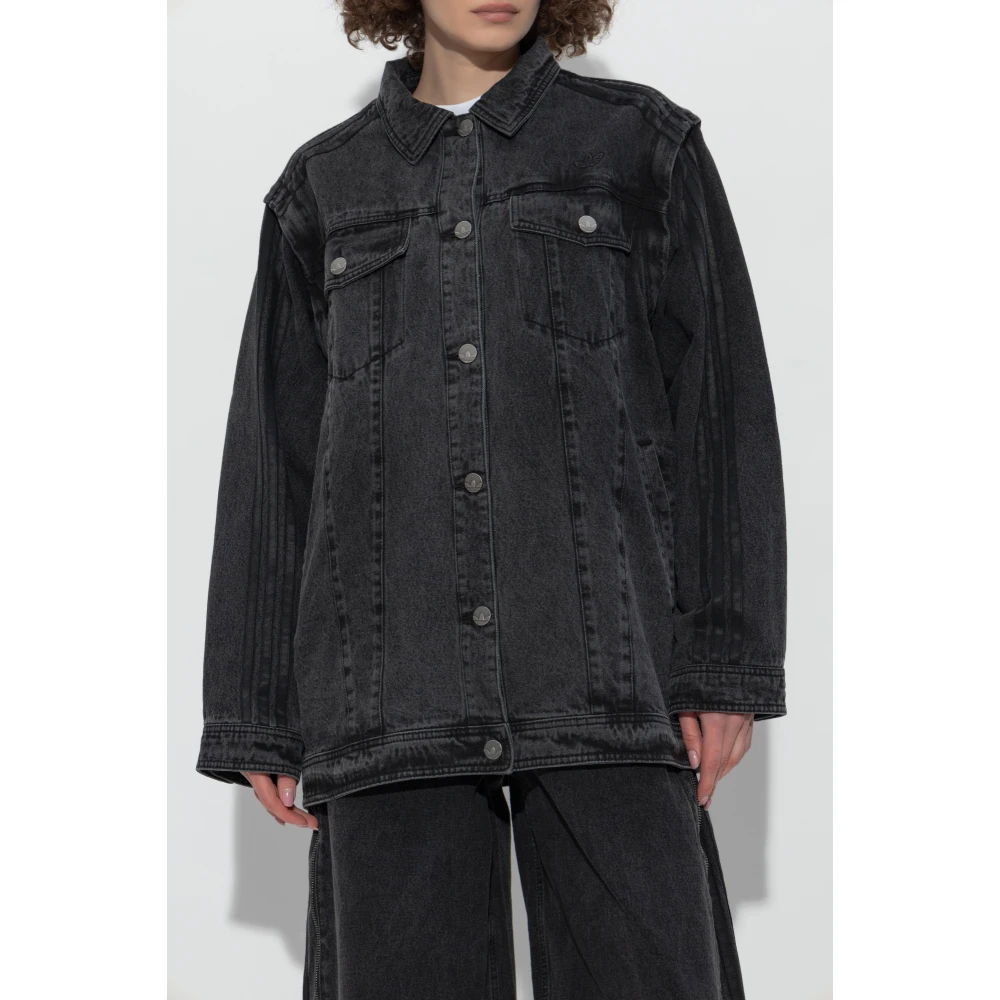 adidas Originals Denim jack in oversized stijl Black Dames
